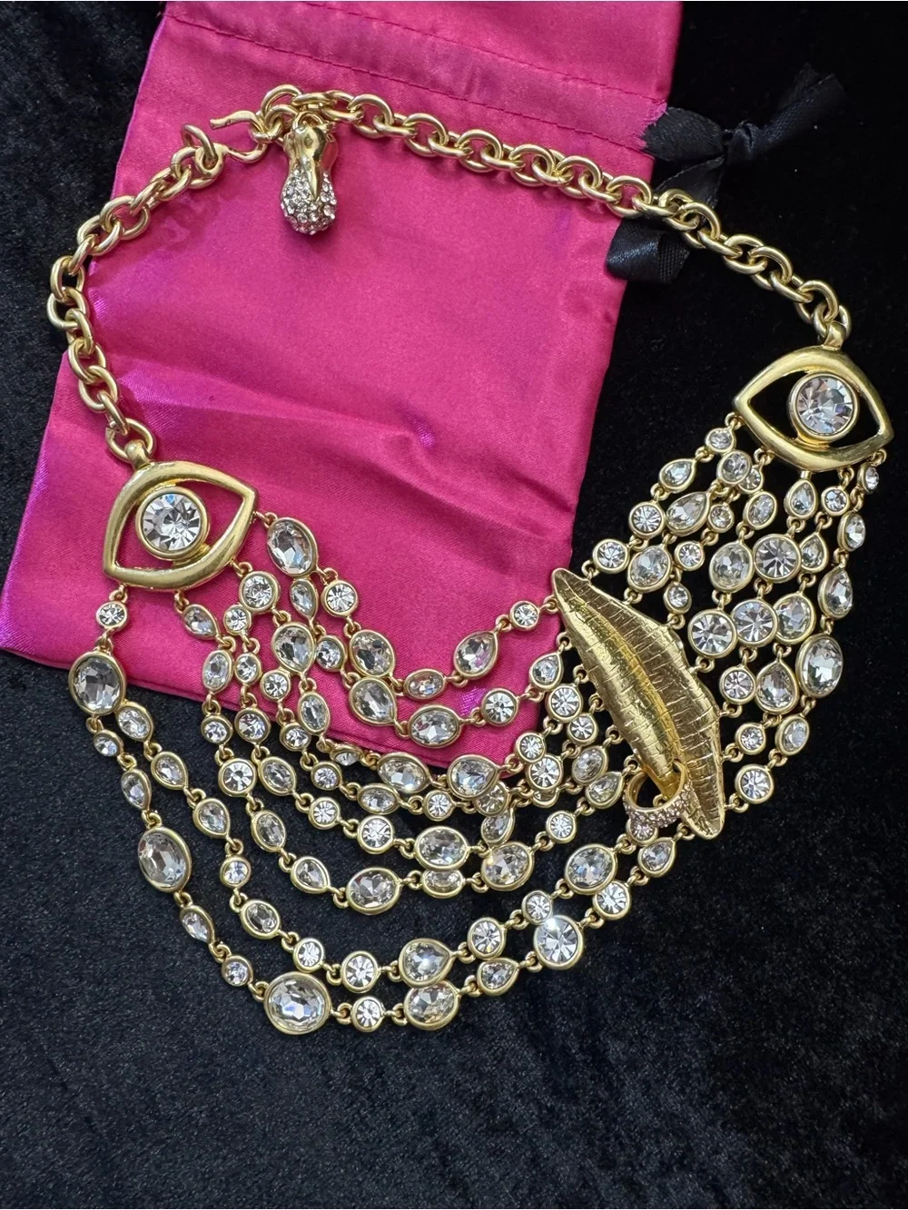 Schiaparelli inspired Surrealist Face anatomy - Crystal Multi-Strand Necklace